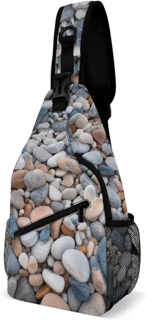 Sling Bags Beach Colored Pebbles Chest Bag for Men Women Shoulder Bag for Travel Sport Chest Pack