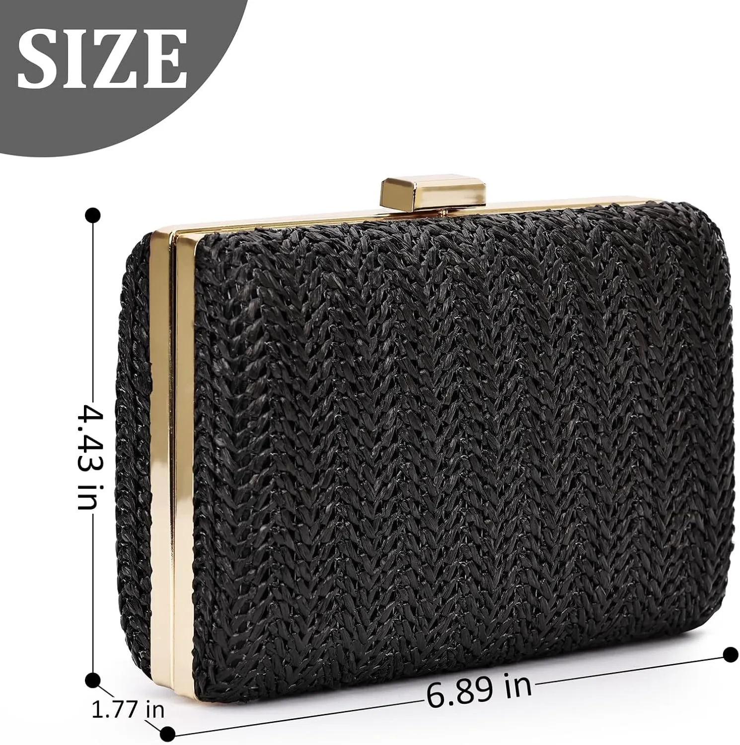 Straw Clutch for Women - Beach Vacation Raffia Bag, Trends Cute Purse, Beach Bag