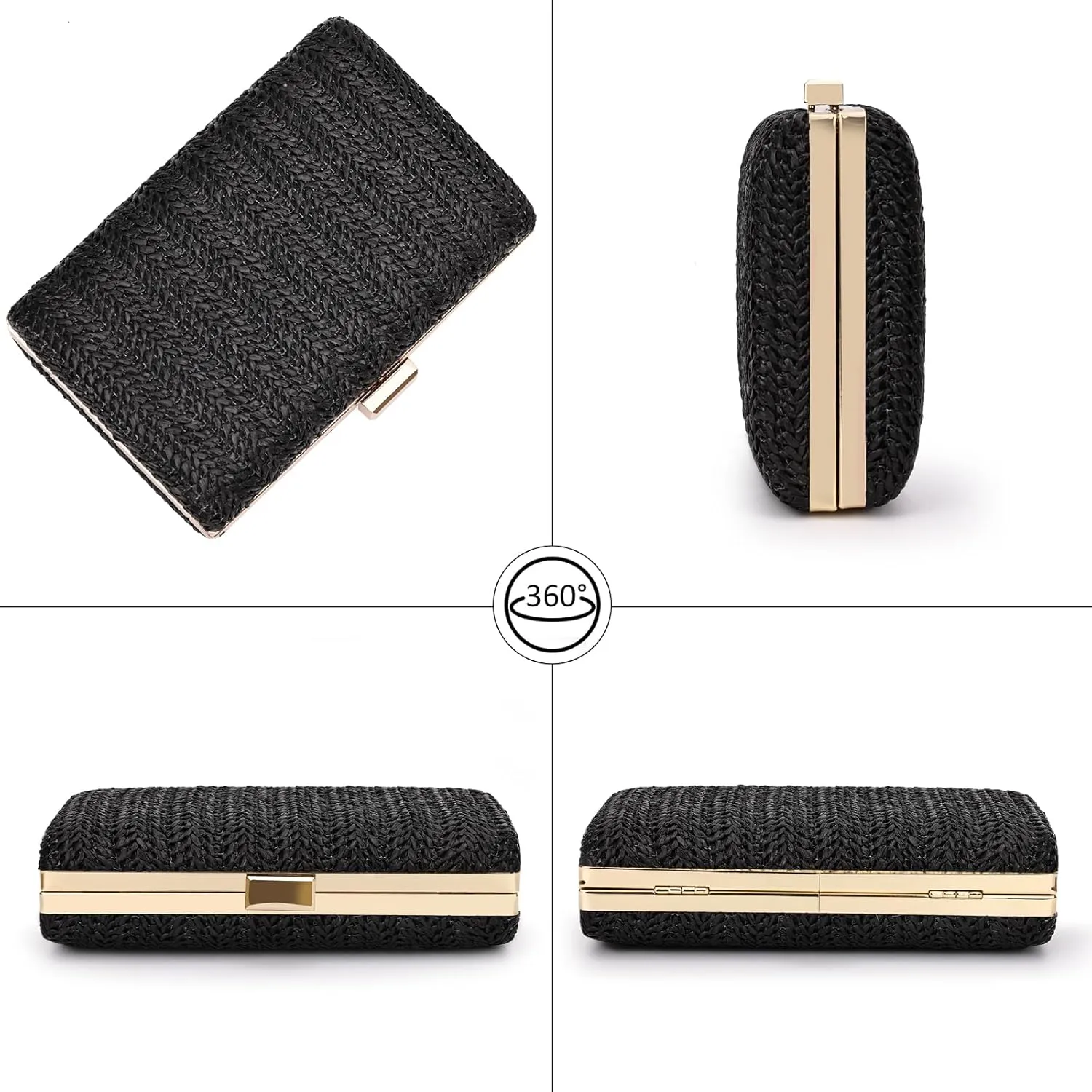 Straw Clutch for Women - Beach Vacation Raffia Bag, Trends Cute Purse, Beach Bag