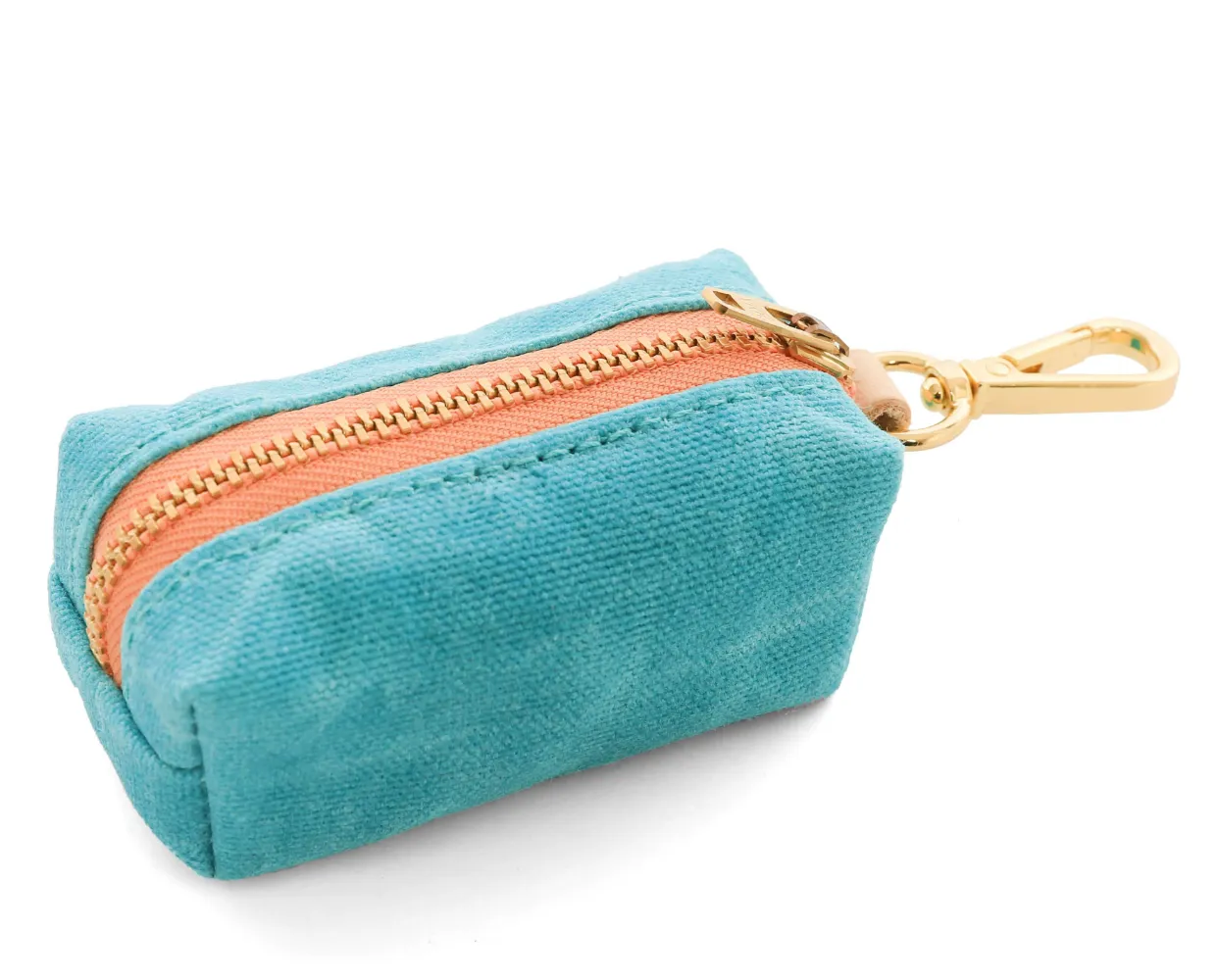 THE FOGGY DOG | Peacock Waxed Canvas Leash Bag (pink zipper)