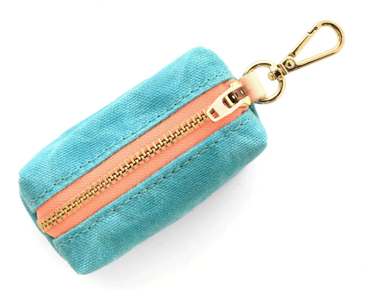 THE FOGGY DOG | Peacock Waxed Canvas Leash Bag (pink zipper)
