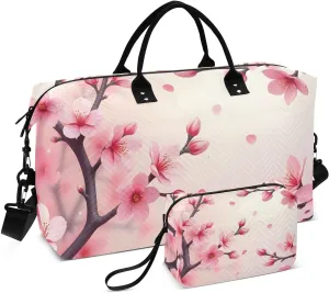 Travel Duffel Bags for Unisex-Adult, Personal Item Travel Duffel Bag with Shoes Compartment, Carry On Bag for Women, Travel, Gym, Weekend,Beautiful Peach Blossoms