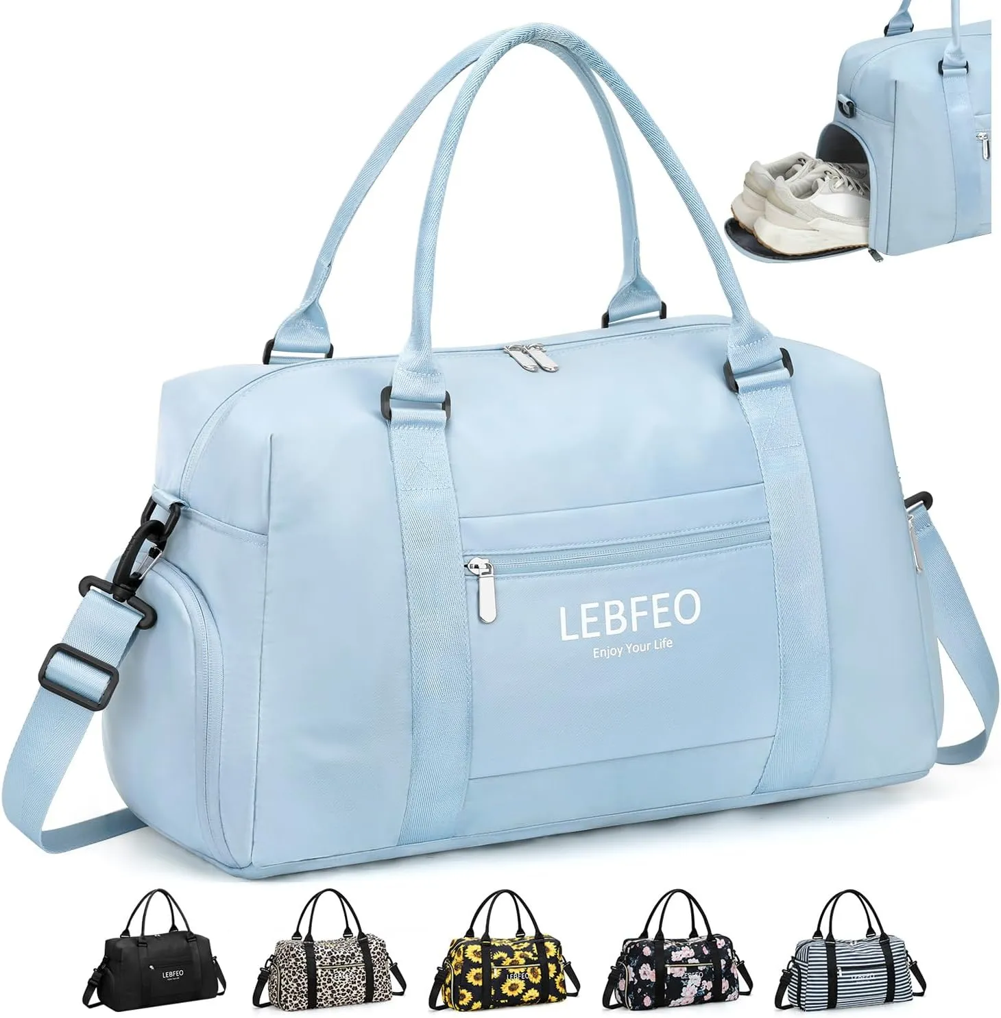 Travel Duffle Bag for Women Large Weekender Overnight Bags Gym Bag with Shoe Compartment Waterproof Hospital Bag Carry On Tote Bag for Airplanes,Blue