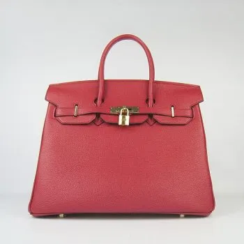 Trendy Inspired Hermes Birkin 35cm Togo Leather Handbags Red Golden