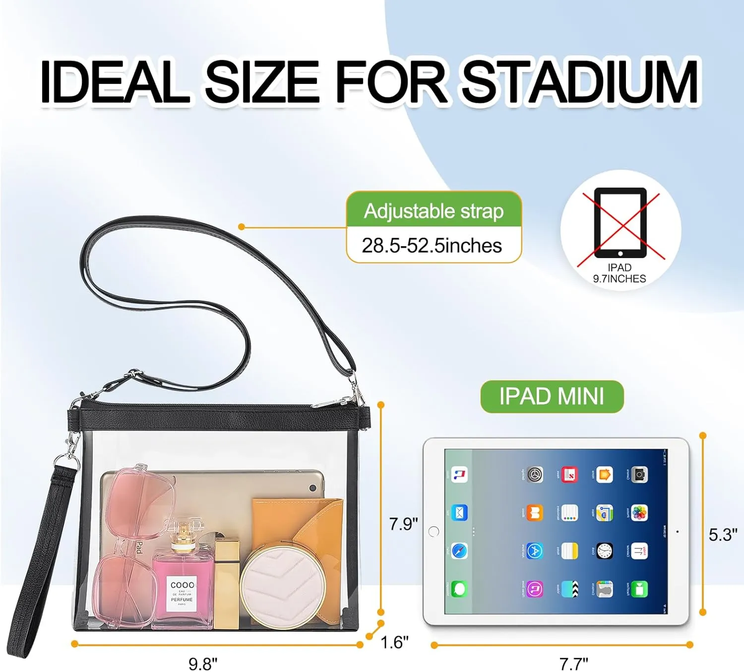 USPECLARE Clear Crossbody Purse Bag Stadium Approved Clear Tote Bag for Work Concert Sports