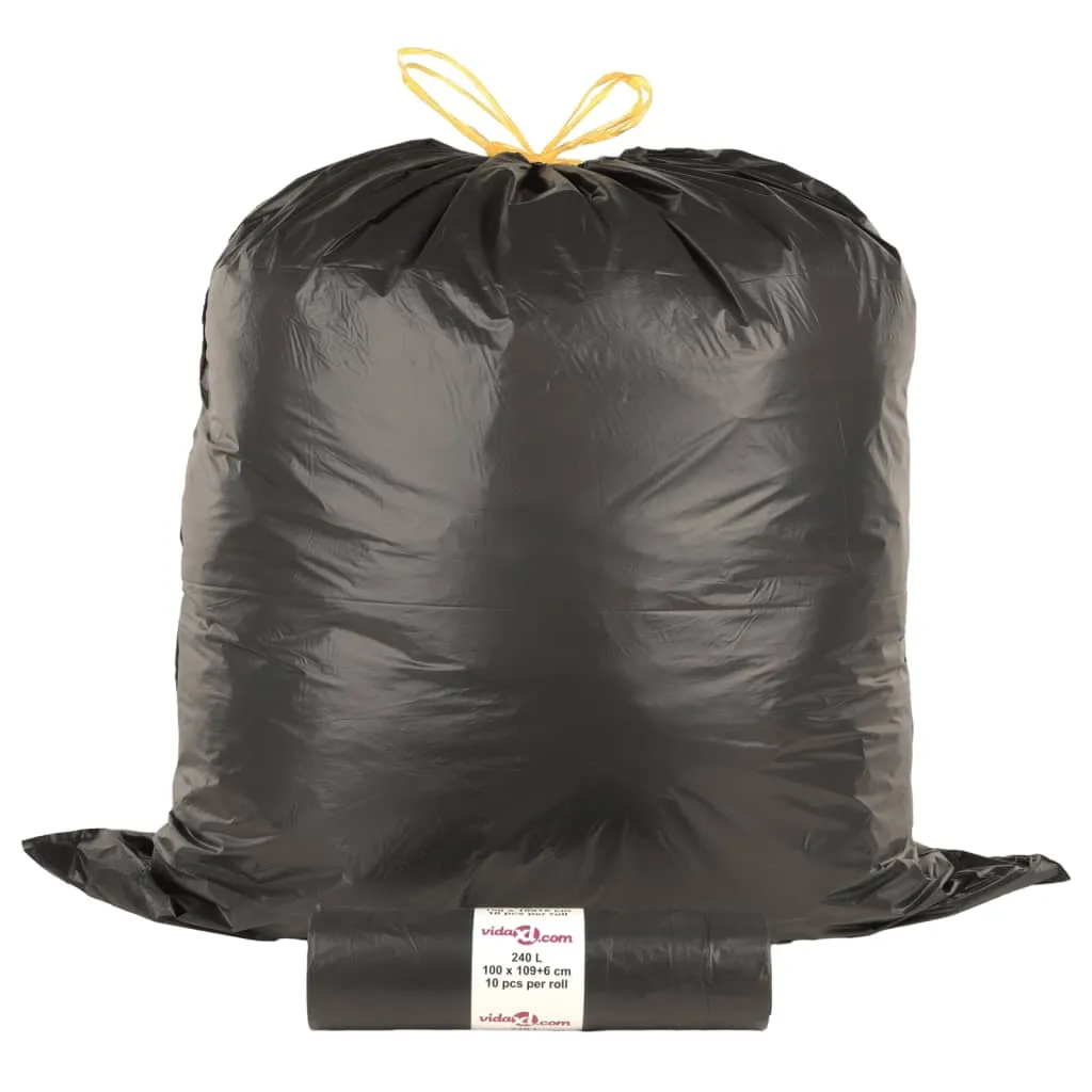 vidaXL Bin Bags with Drawstrings 150 pcs Black 240 L