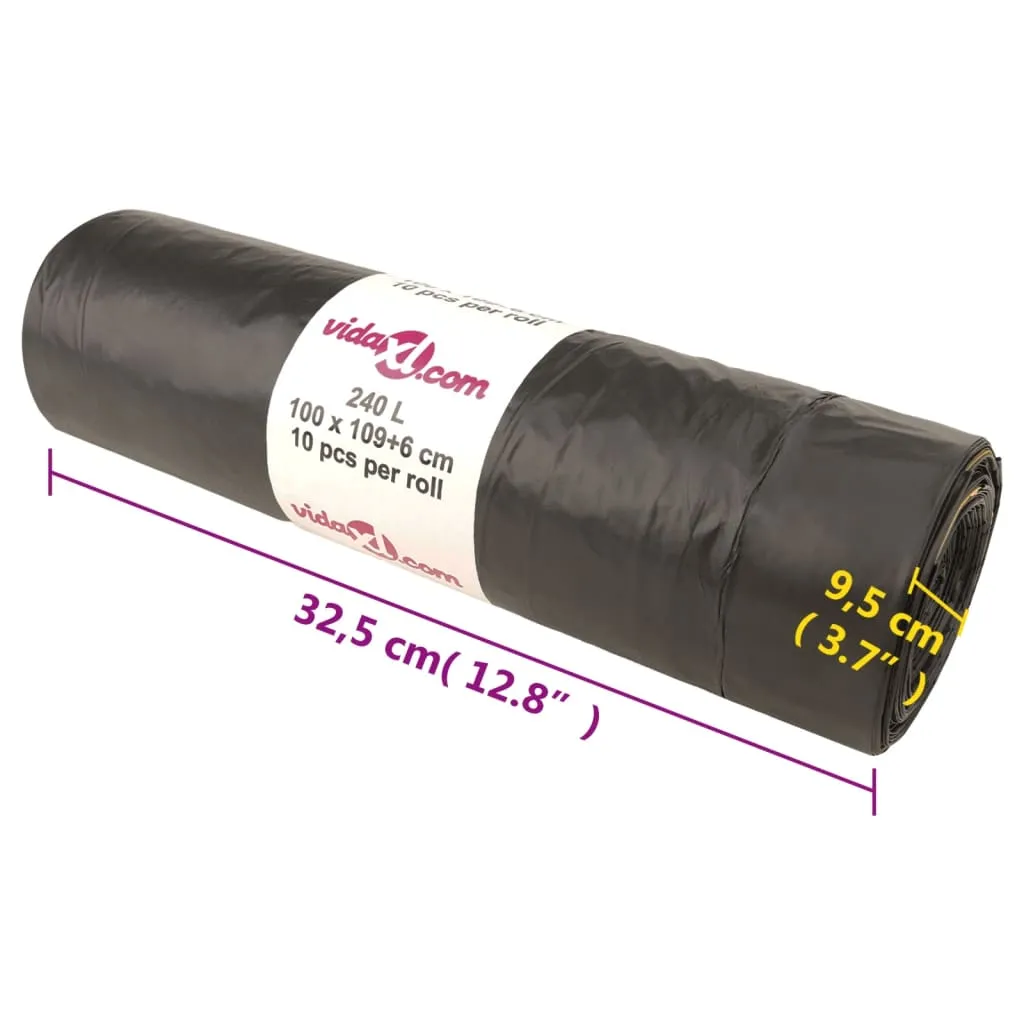 vidaXL Bin Bags with Drawstrings 150 pcs Black 240 L