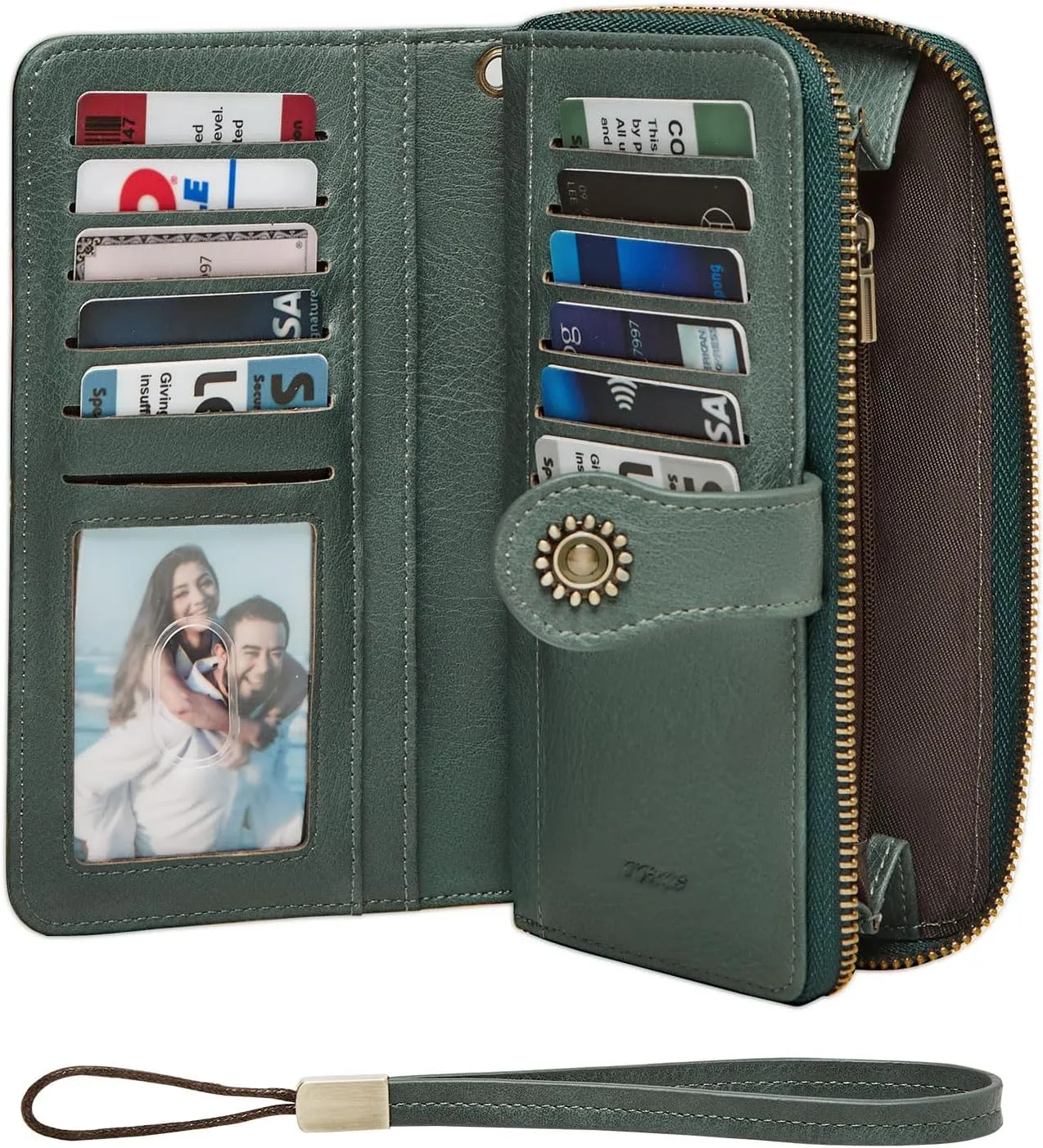 Wallet for Women RFID Blocking Leather Large Capacity Card Holder Ladies Phone Clutch Travel Long Purse Wristlet