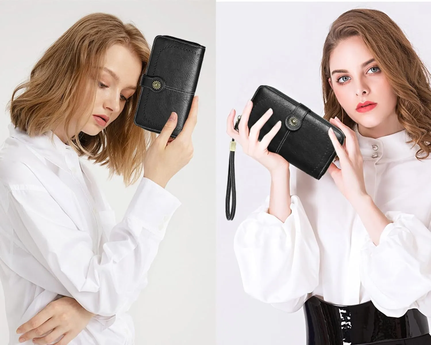 Wallet for Women RFID Blocking Leather Large Capacity Card Holder Ladies Phone Clutch Travel Long Purse Wristlet