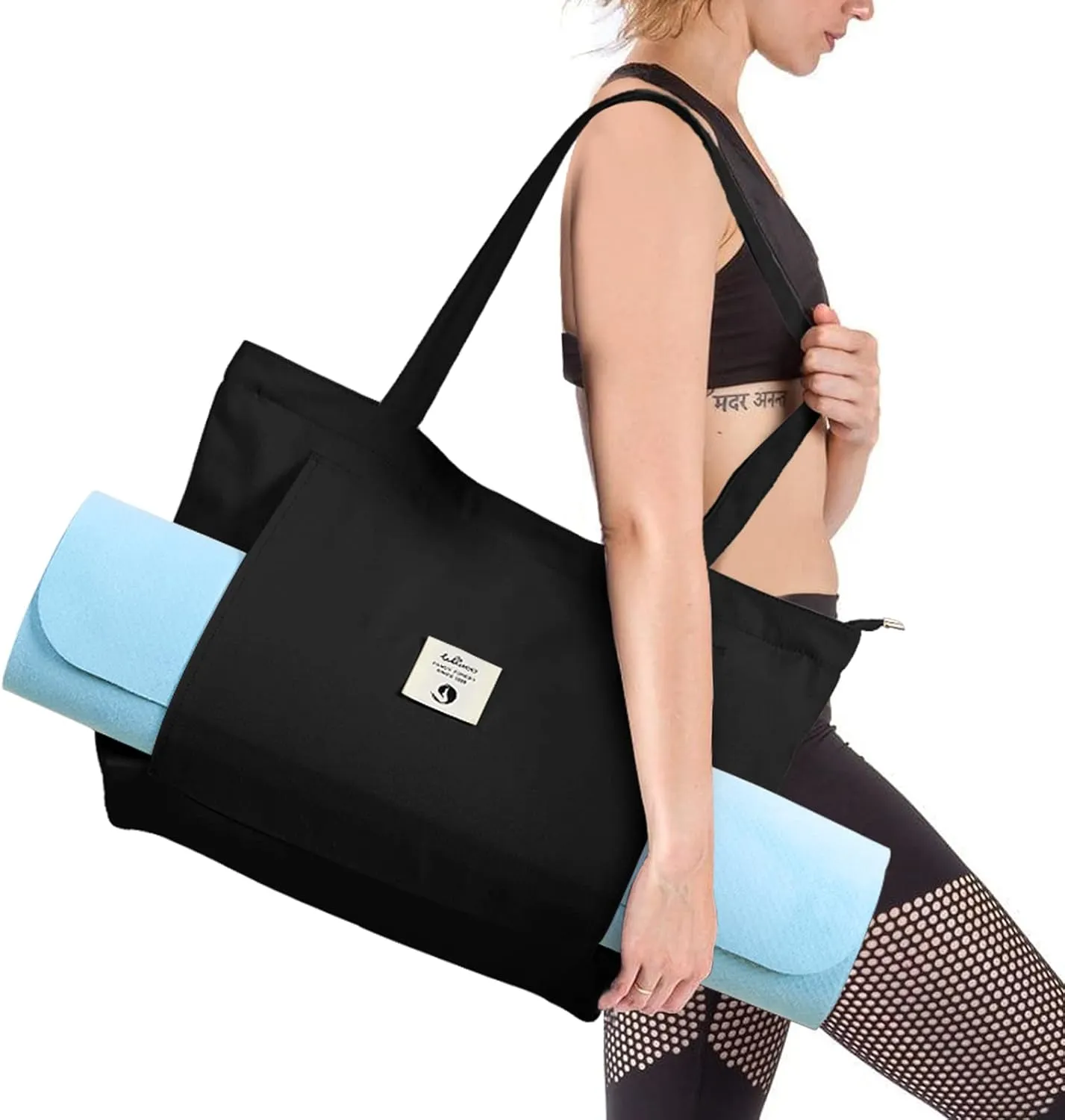 WLLWOO WLLWOO Yoga Bags for Women with Yoga Mats Bags Carrier Carryall Canvas Tote for Pilates Shoulder for Travel Office Beach Workout