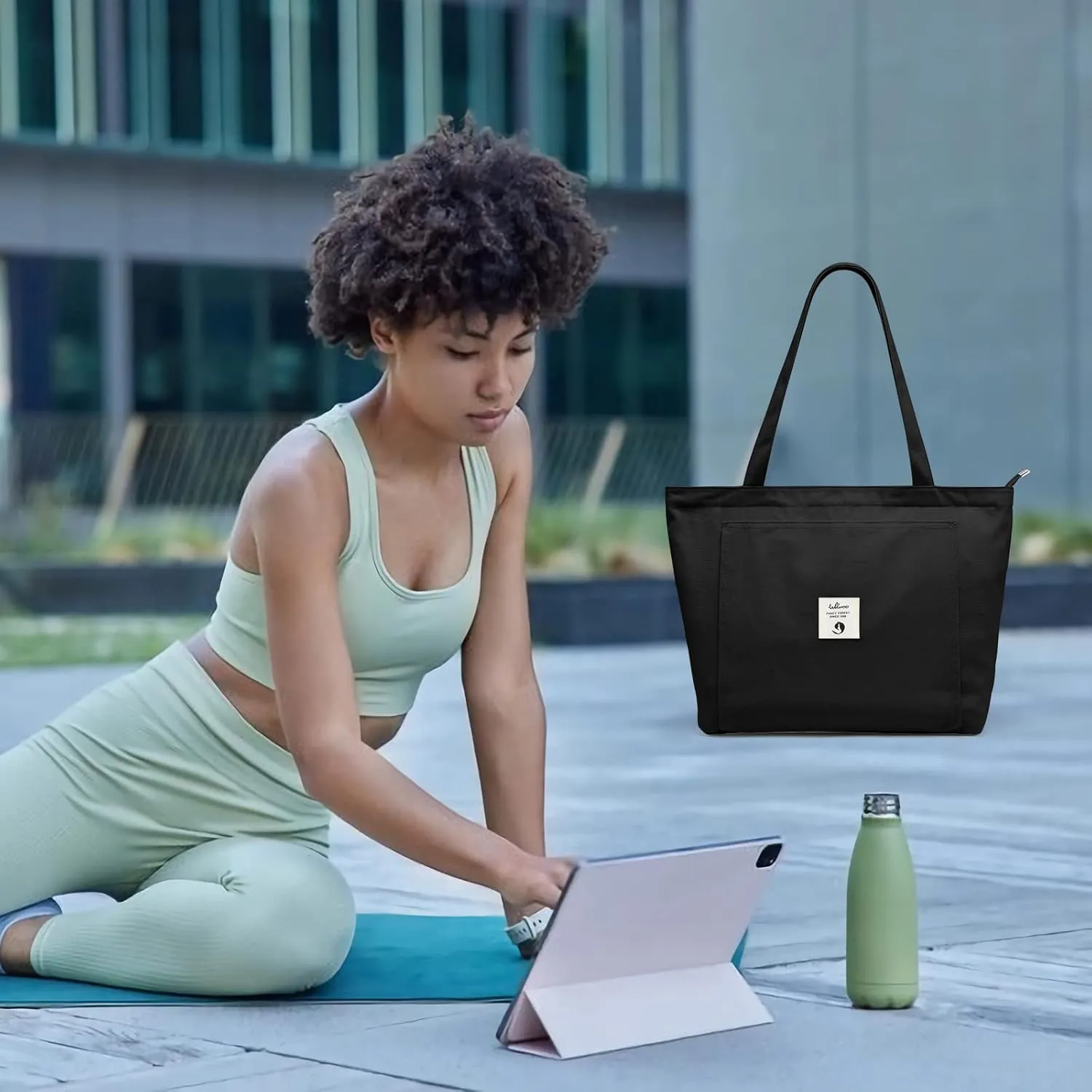 WLLWOO WLLWOO Yoga Bags for Women with Yoga Mats Bags Carrier Carryall Canvas Tote for Pilates Shoulder for Travel Office Beach Workout