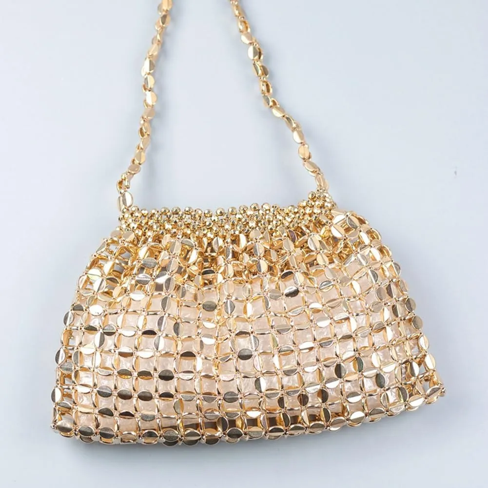 Womens Glossy Beaded Acrylic Shoulder Crossbody Bag Y2k Evening Handmade Dumpling Purses Handbag Clutch for Party