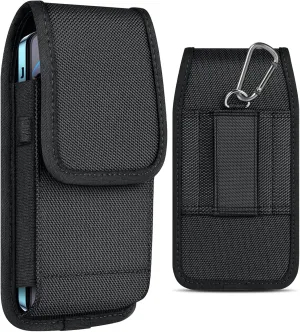 ykooe Cell Phone Pouch Nylon Holster Case Compatible with Samsung Galaxy S25/S24/S23/S22/S21/S20 Ultra, A14 A13 A23 A24 A42, Pixel 8/7 Pro, Black -XXL