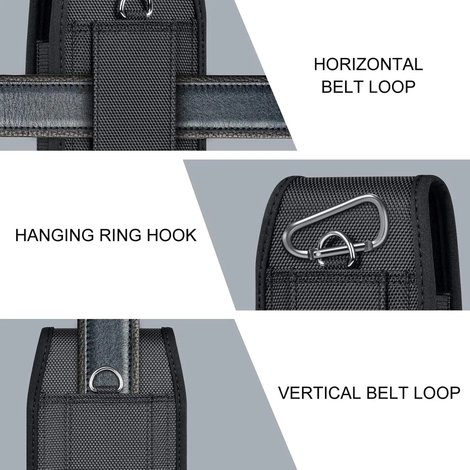 ykooe Cell Phone Pouch Nylon Holster Case Compatible with Samsung Galaxy S25/S24/S23/S22/S21/S20 Ultra, A14 A13 A23 A24 A42, Pixel 8/7 Pro, Black -XXL
