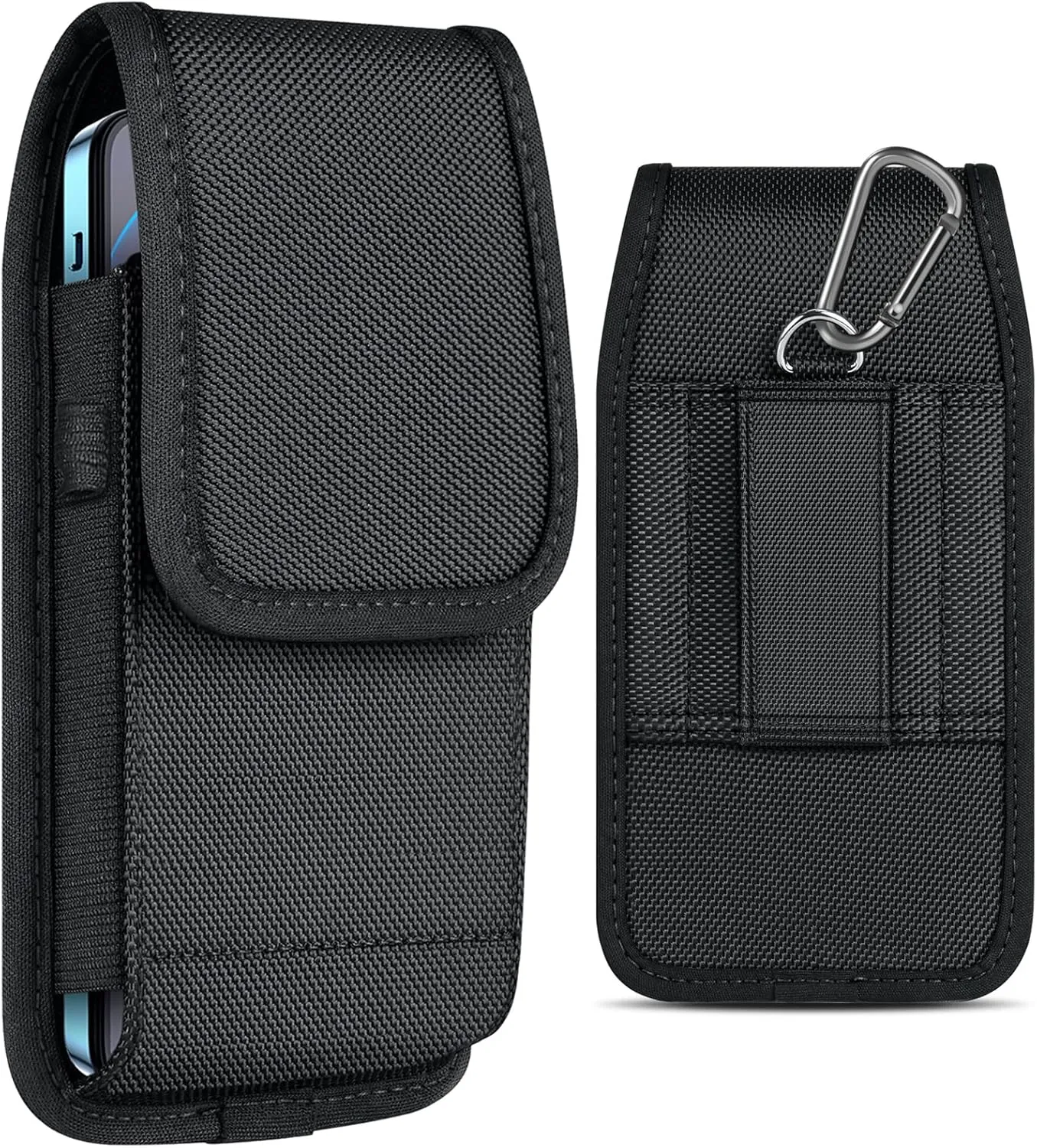 ykooe Cell Phone Pouch Nylon Holster Case Compatible with Samsung Galaxy S25/S24/S23/S22/S21/S20 Ultra, A14 A13 A23 A24 A42, Pixel 8/7 Pro, Black -XXL